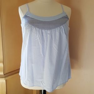 Lane Bryant Seersucker Blue White Tank Top Size 16
